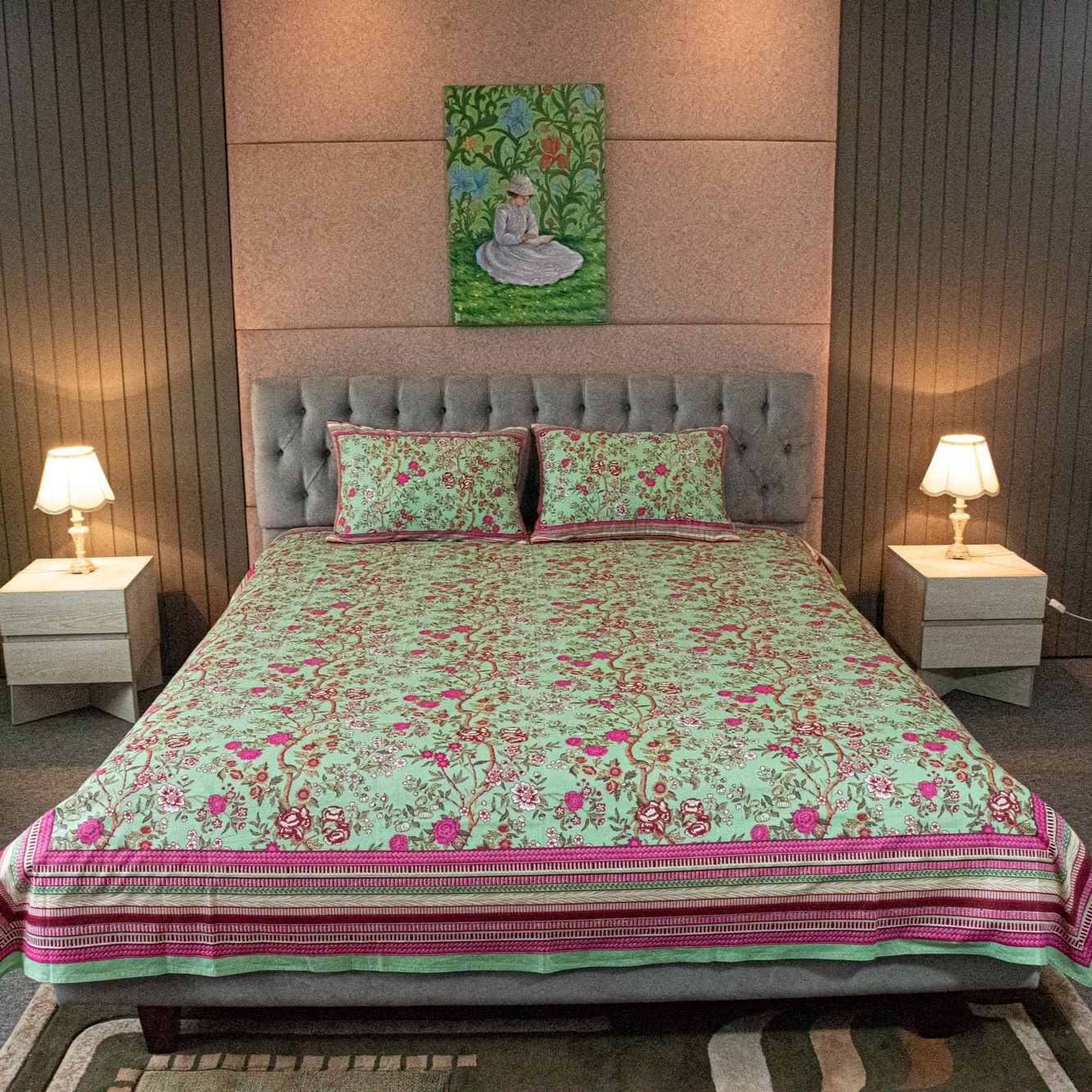 Bloom Garden Printed Bed Sheet – Green